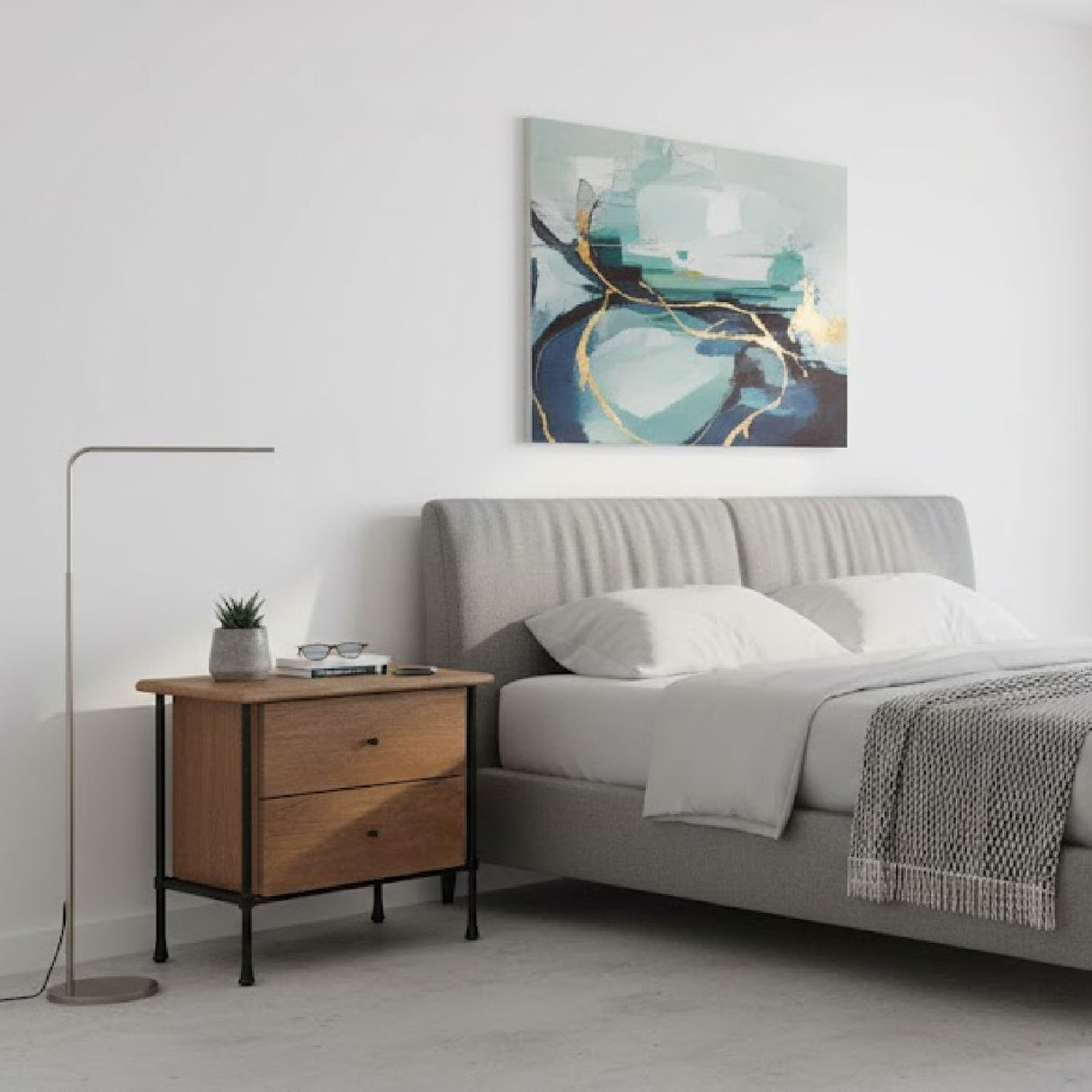 Modern European furniture - Wire-Brushed Acacia 2-Drawer Nightstand - www.oroa.com