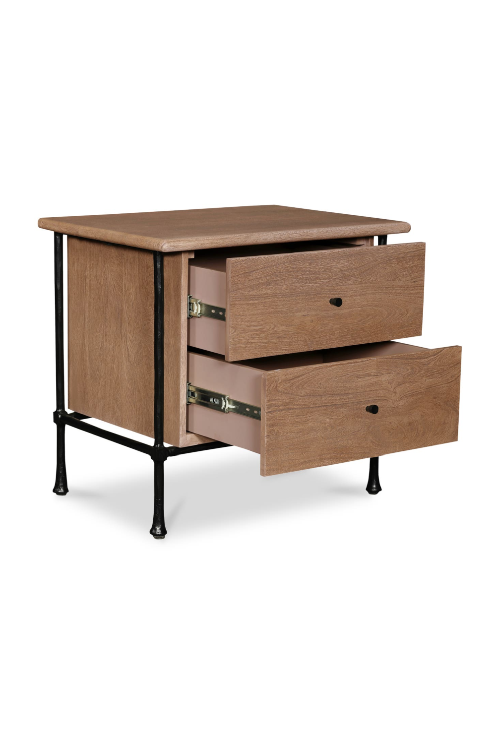 Modern European furniture - Wire-Brushed Acacia 2-Drawer Nightstand - www.oroa.com