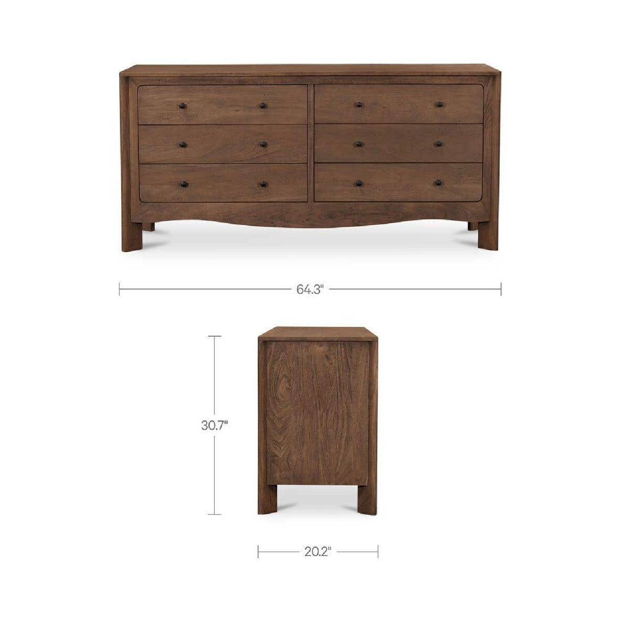 Modern or European furniture - Brown Acacia 6-Drawer Dresser - www.oroa.com