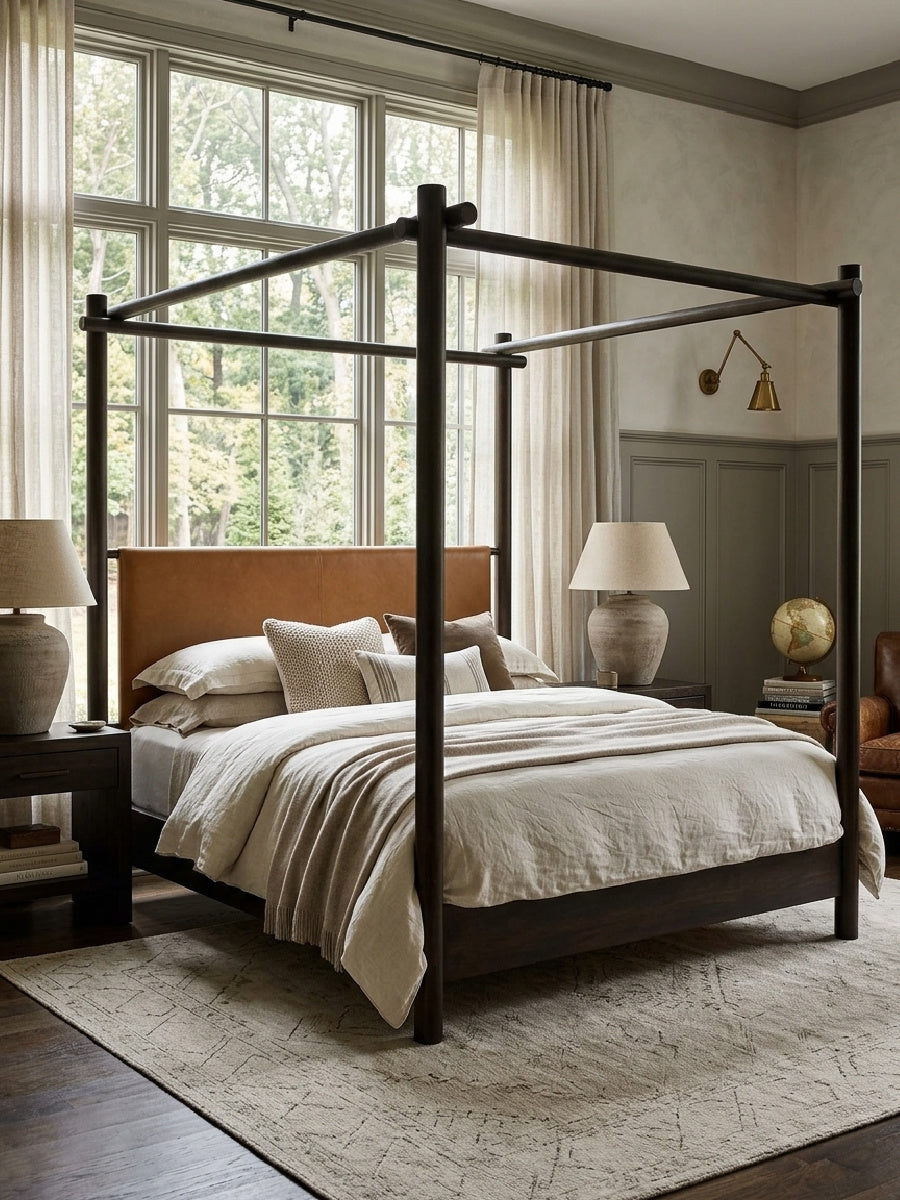Solid Acacia Canopy Bed | Novi Living Devin
