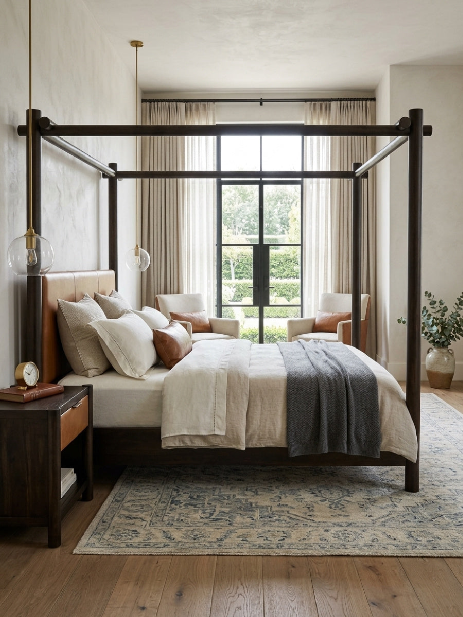 Solid Acacia Canopy Bed | Novi Living Devin