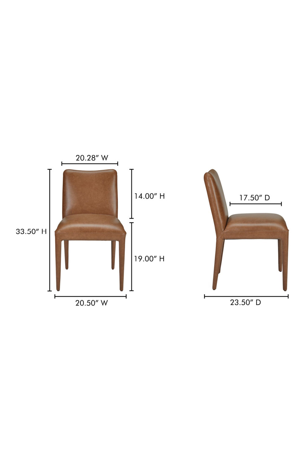 Modern European furniture - Brown Leather Dining Chair Set (2) - www.oroa.com