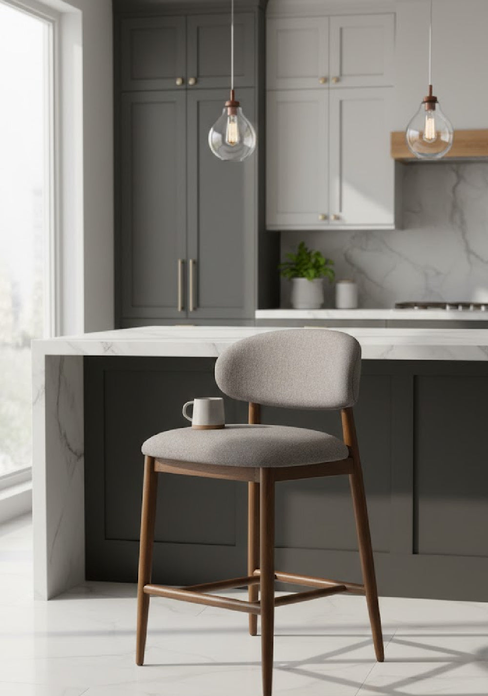 Modern European furniture - Rubberwood Framed Counter Stool - www.oroa.com