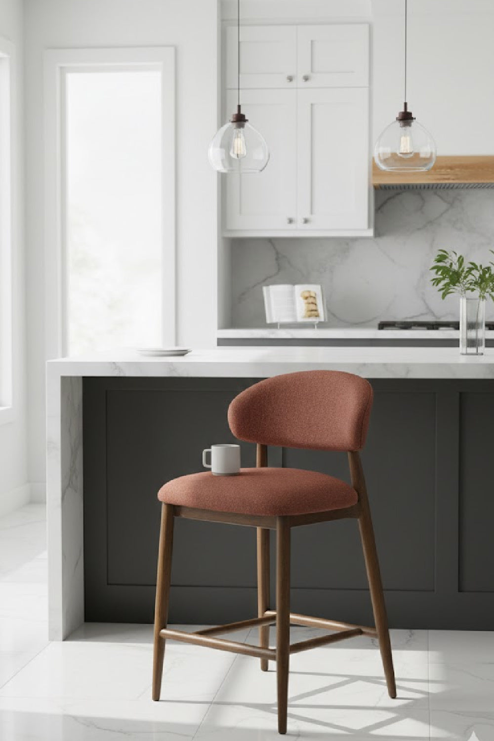 Modern European furniture - Rubberwood Framed Counter Stool - www.oroa.com