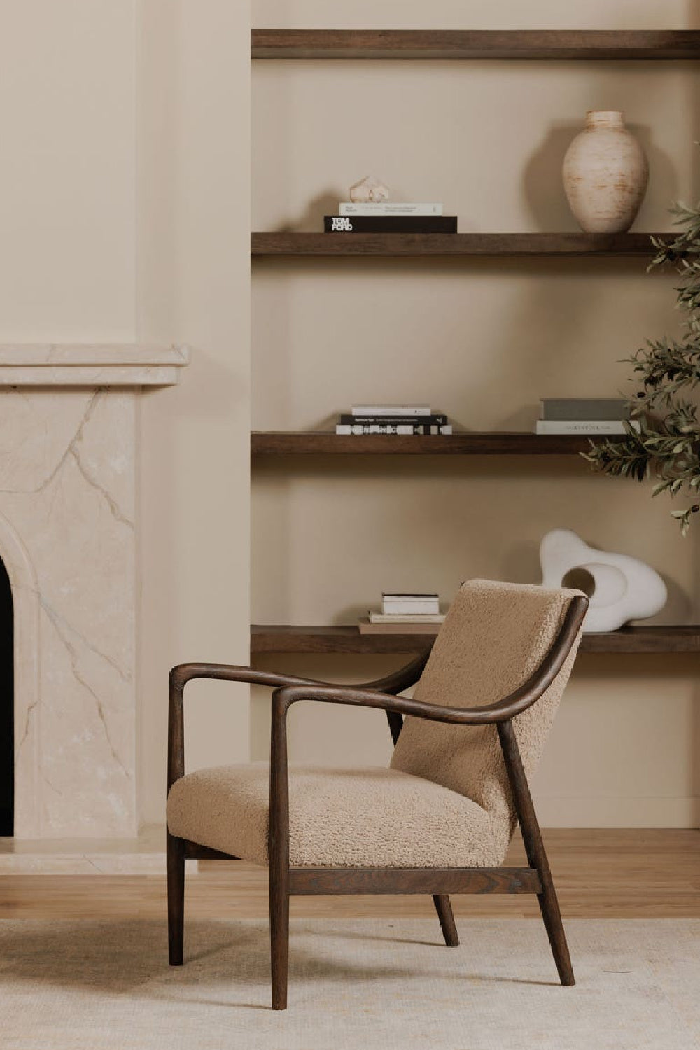 Modern European furniture - Beige Shearling Accent Chair - www.oroa.com