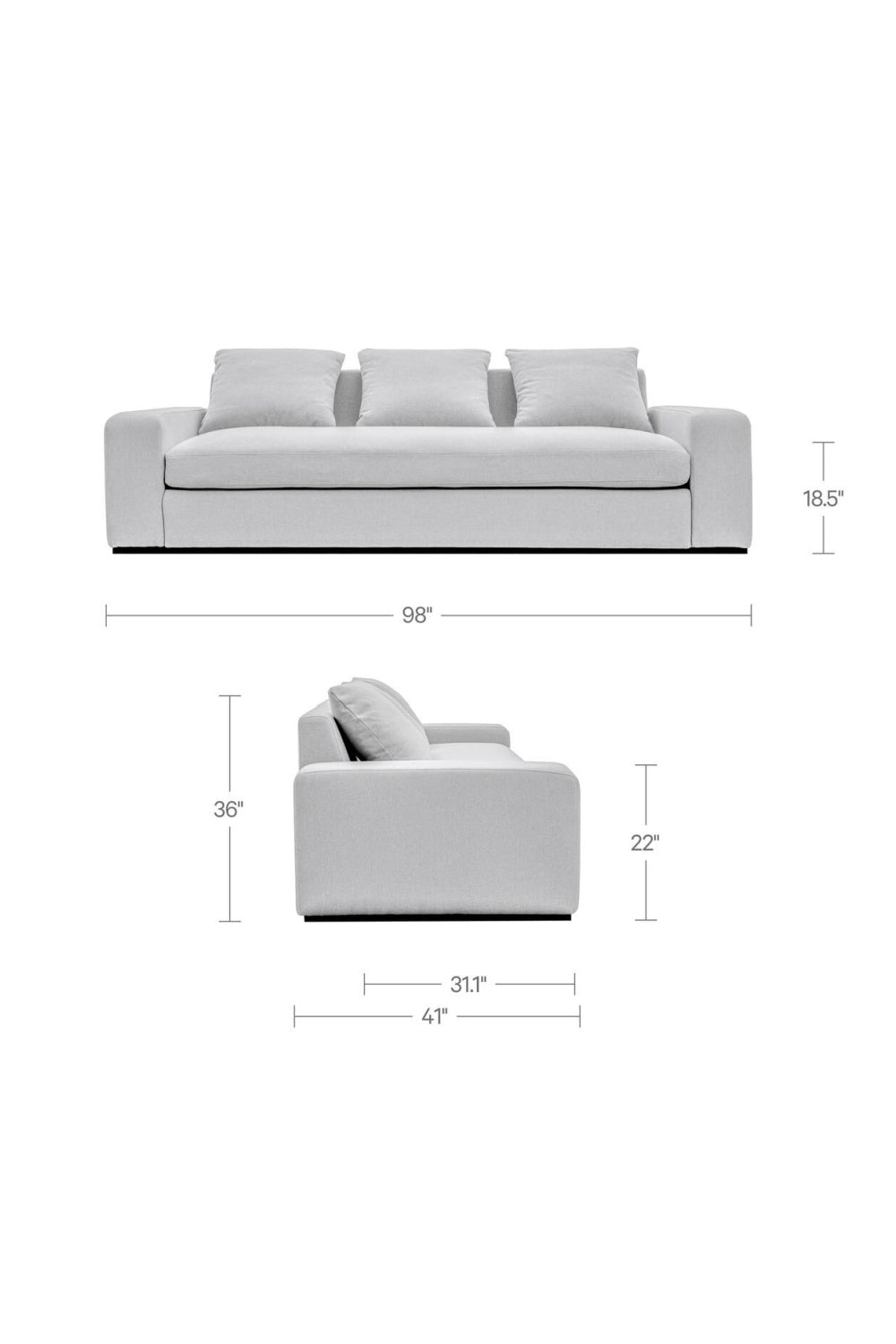Gray Modern Minimalist Sofa | Novi Living Thomas | Oroa.com