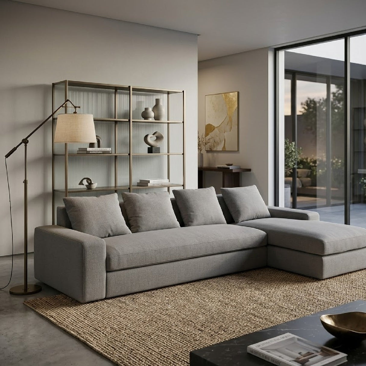 Track-Armed Right Sectional Sofa – Thomas – angled view