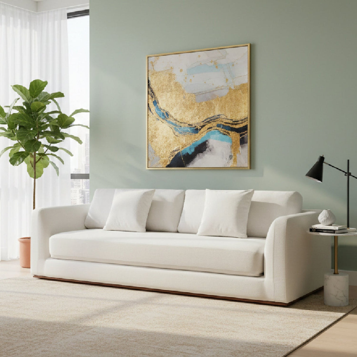 Minimalist Sleeper Sofa – Rue – angled view