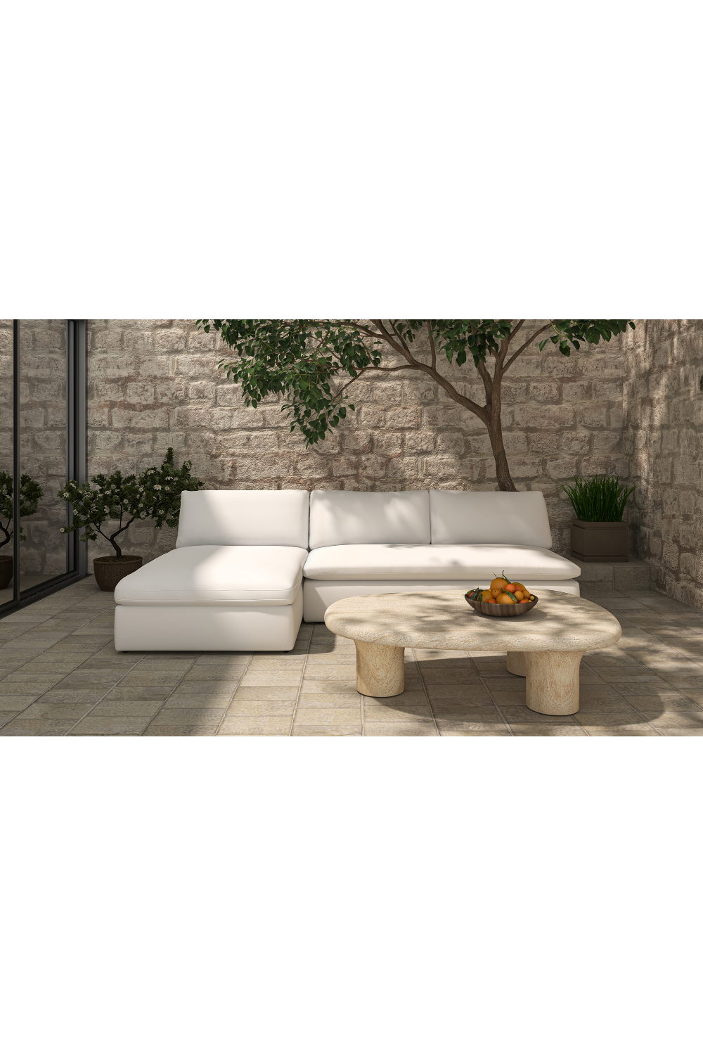 Modern European furniture - 2-Piece White Outdoor Modular Sofa - www.oroa.com