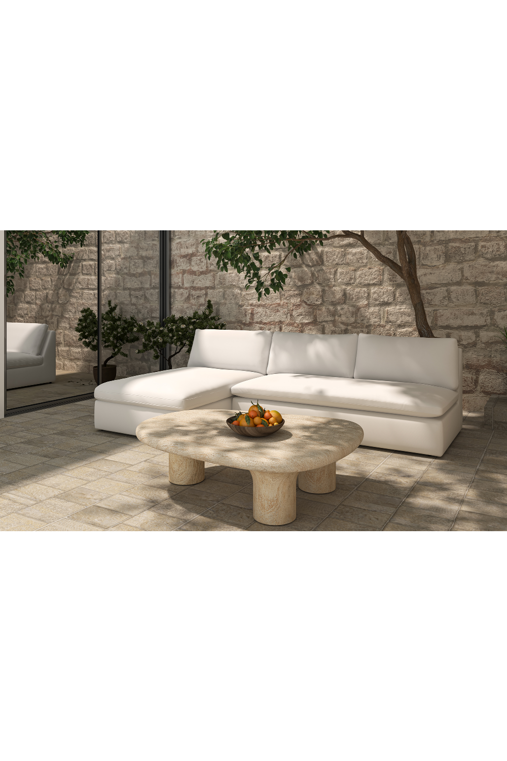 2-Piece White Outdoor Modular Sofa | Oroa.com