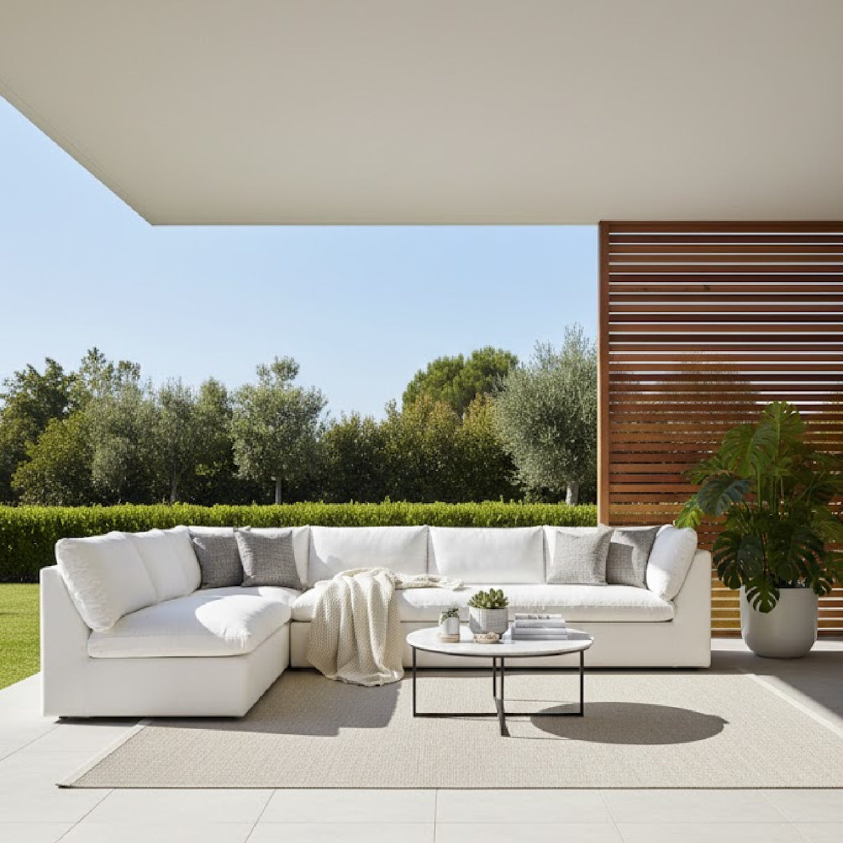 Modern European furniture - 3-Piece White Outdoor Modular Sofa - www.oroa.com