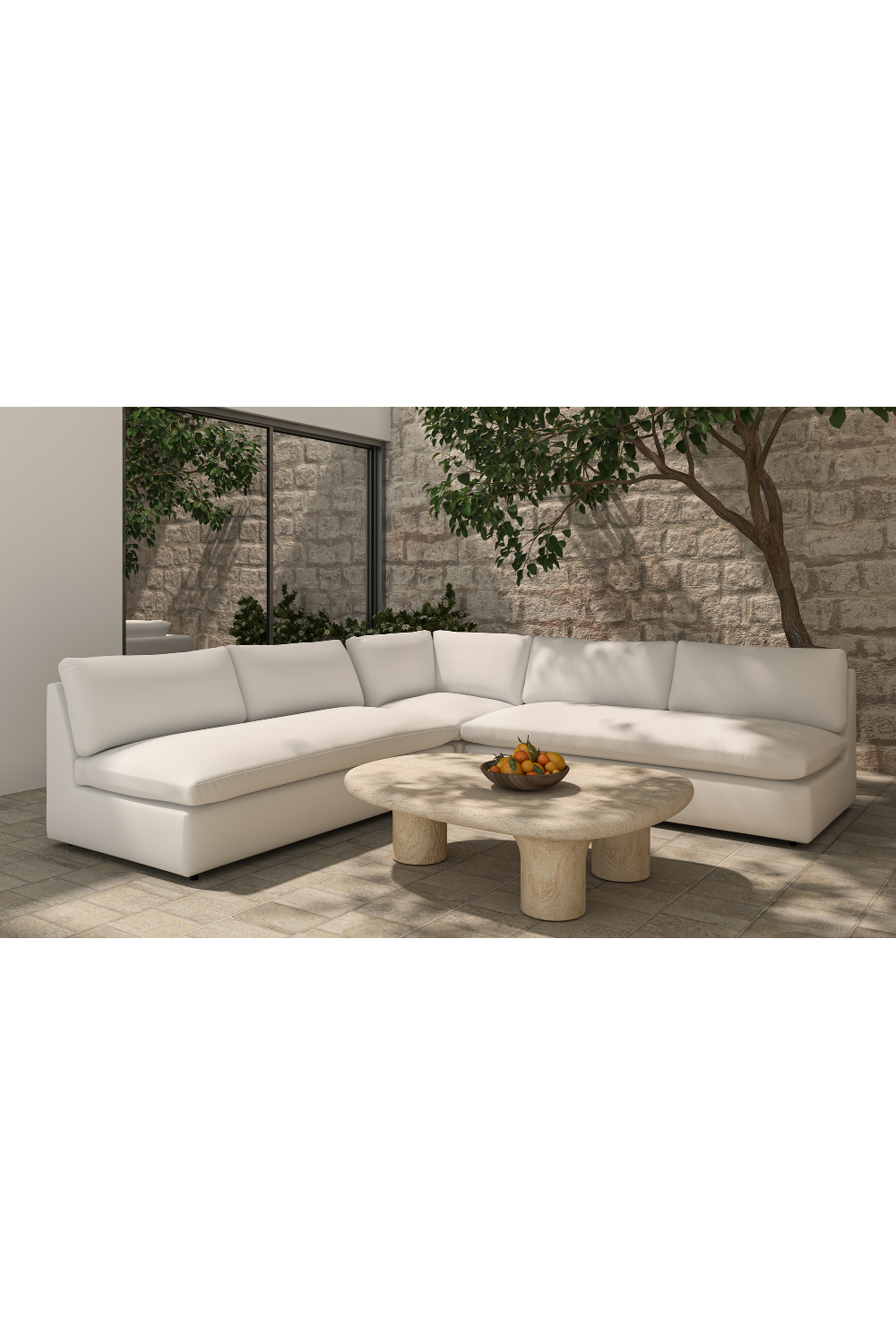 Modern European furniture - 3-Piece White Outdoor Modular Sofa - www.oroa.com