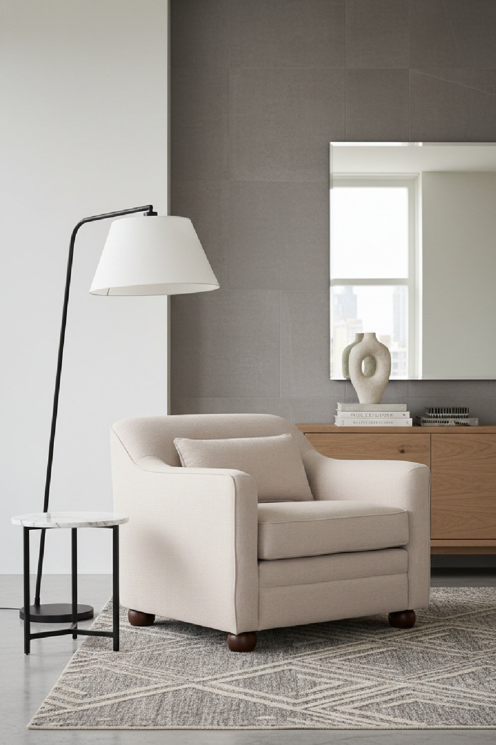 Modern European furniture - Cushioned Fabric Accent Chair - www.oroa.com