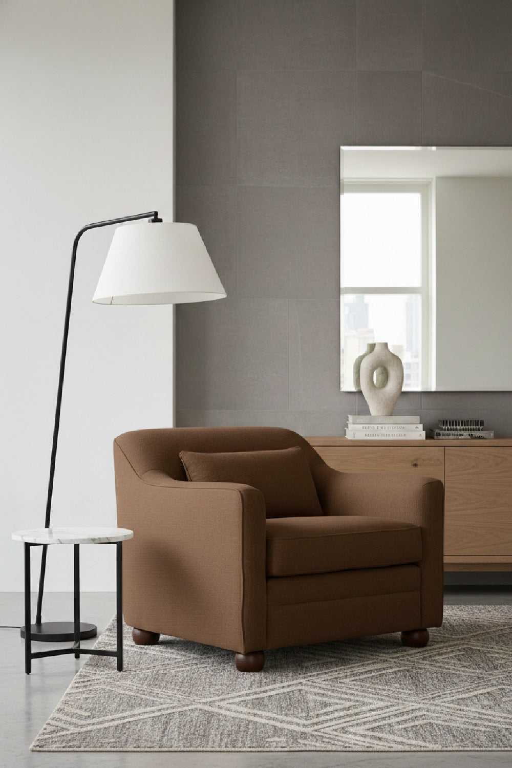 Modern European furniture - Cushioned Fabric Accent Chair - www.oroa.com