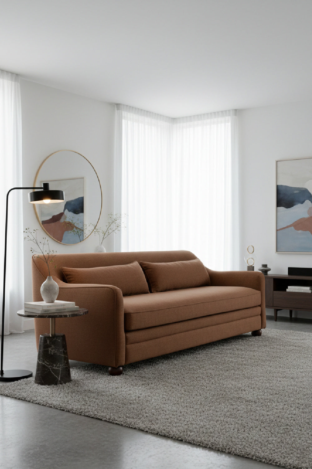Modern European furniture - Cushioned Fabric Sofa - www.oroa.com