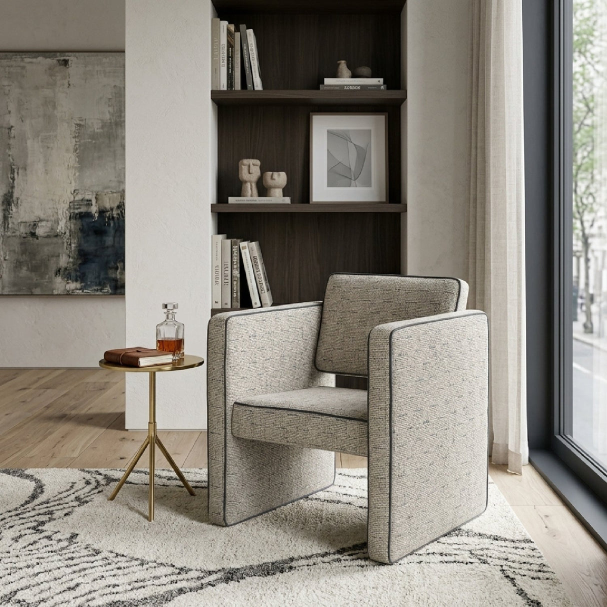 Modern or European furniture - Modern Piped Accent Chair - www.oroa.com