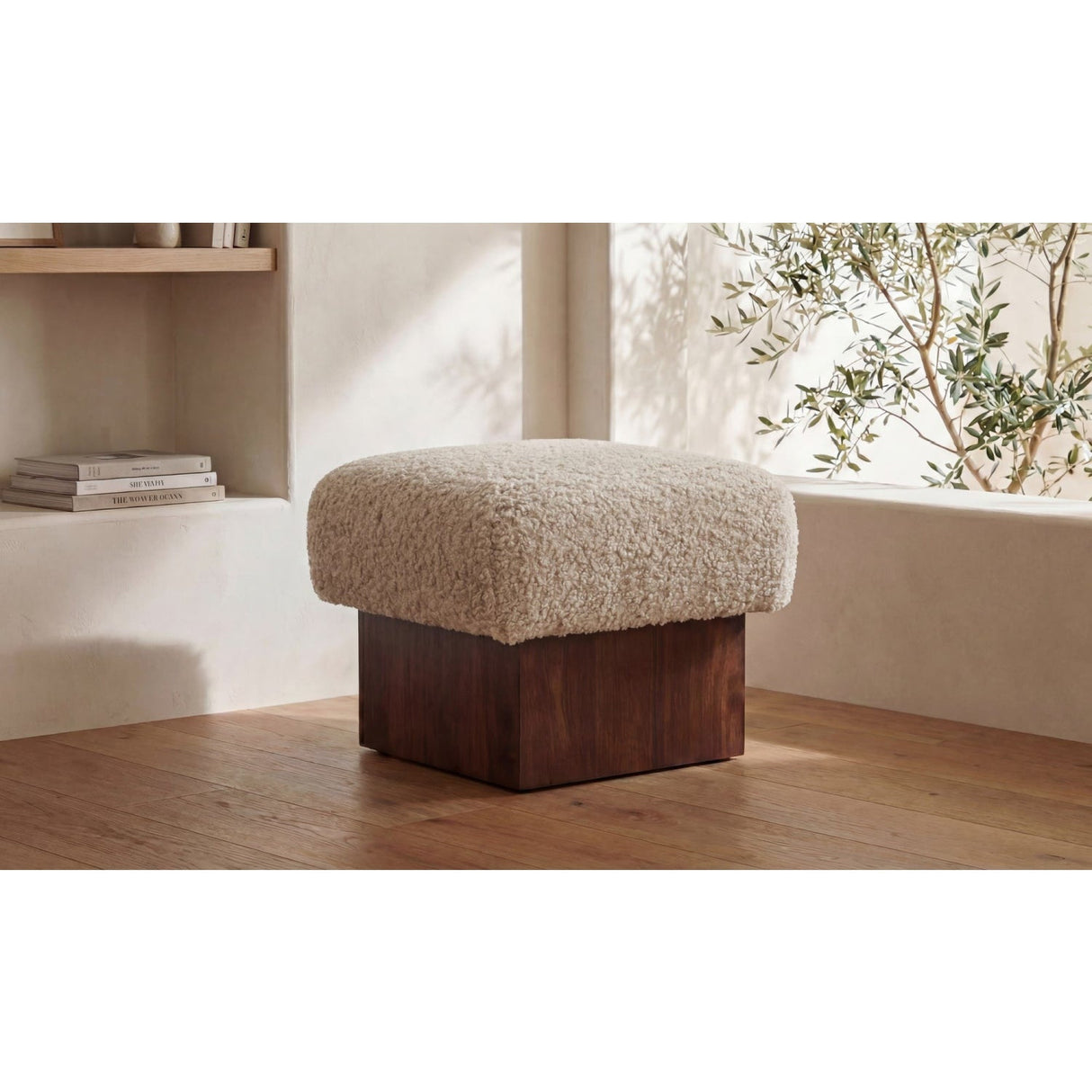 Modern or European furniture - Mango Wood Base Ottoman - www.oroa.com