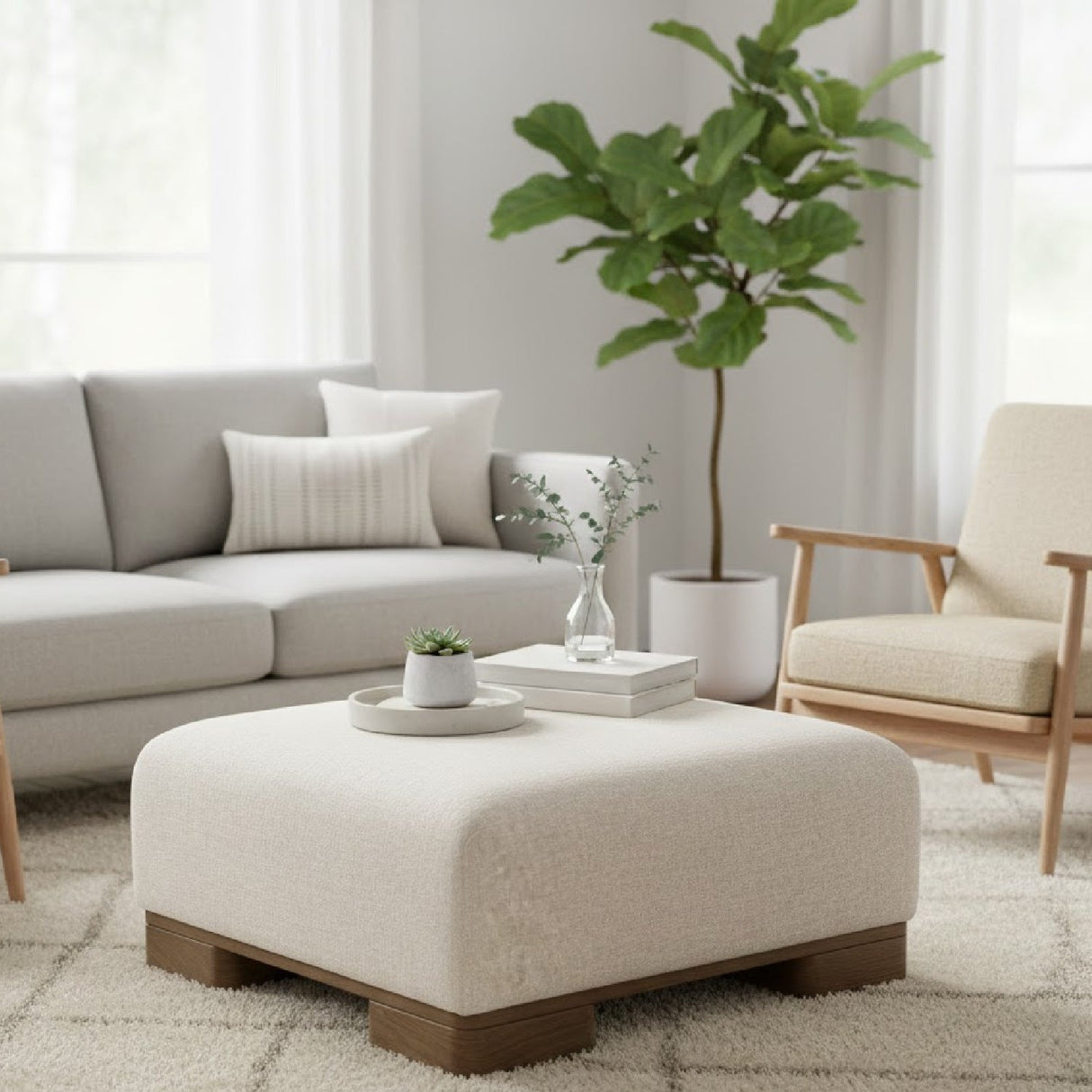 Fabric Upholstered Ottoman | Novi Living June - www.oroa.com