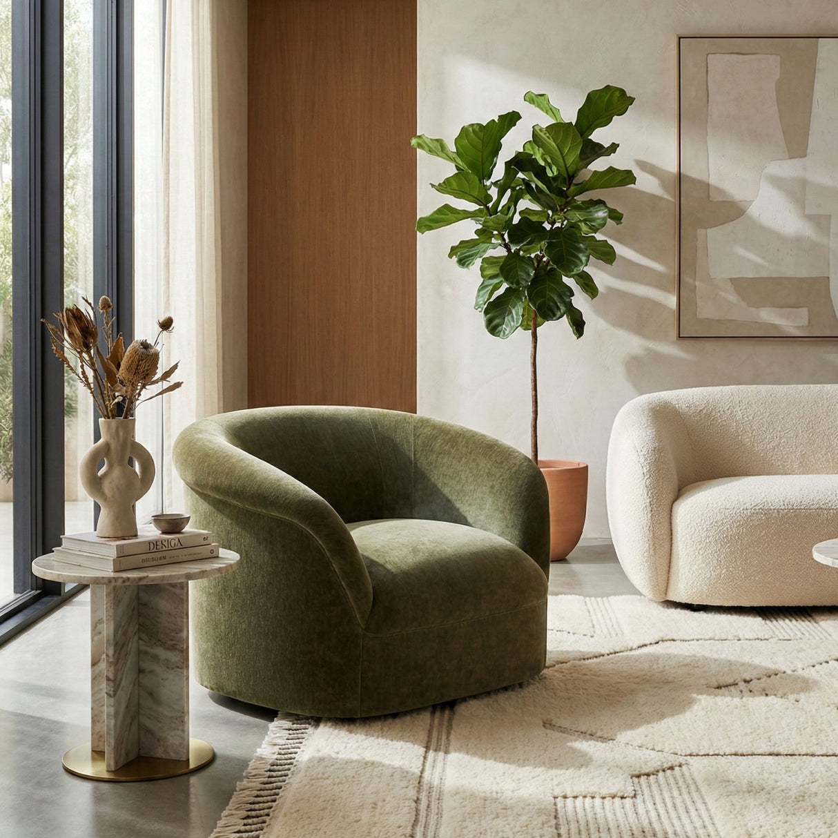 Modern European furniture - Velvet Rolled-Arm Lounge Chair - www.oroa.com