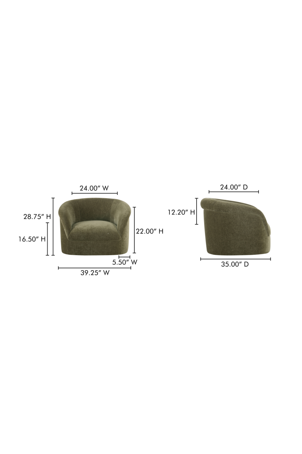 Modern European furniture - Velvet Rolled-Arm Lounge Chair - www.oroa.com