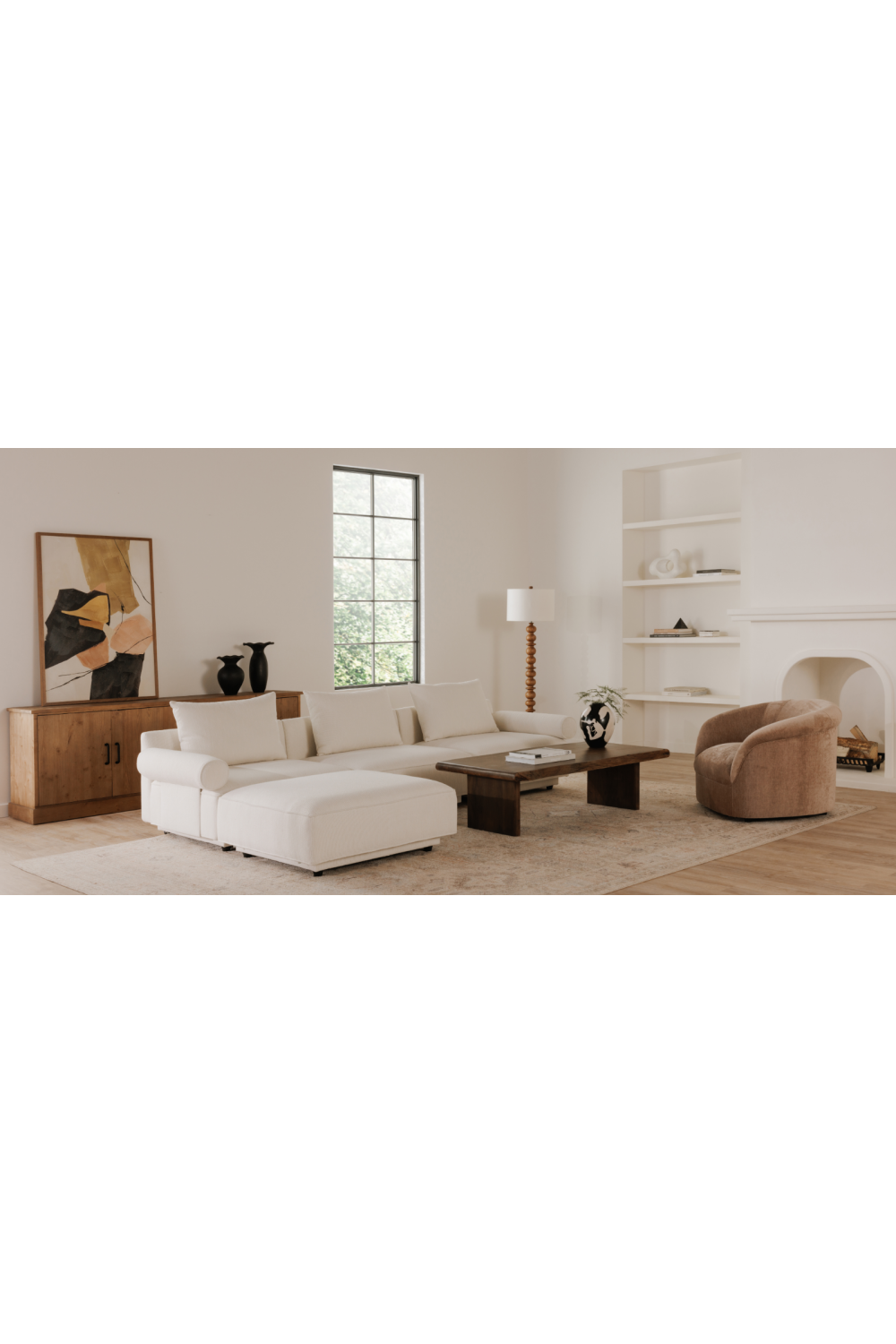 Velvet Rolled-Arm Lounge Chair | Novi Living Thora | Oroa.com