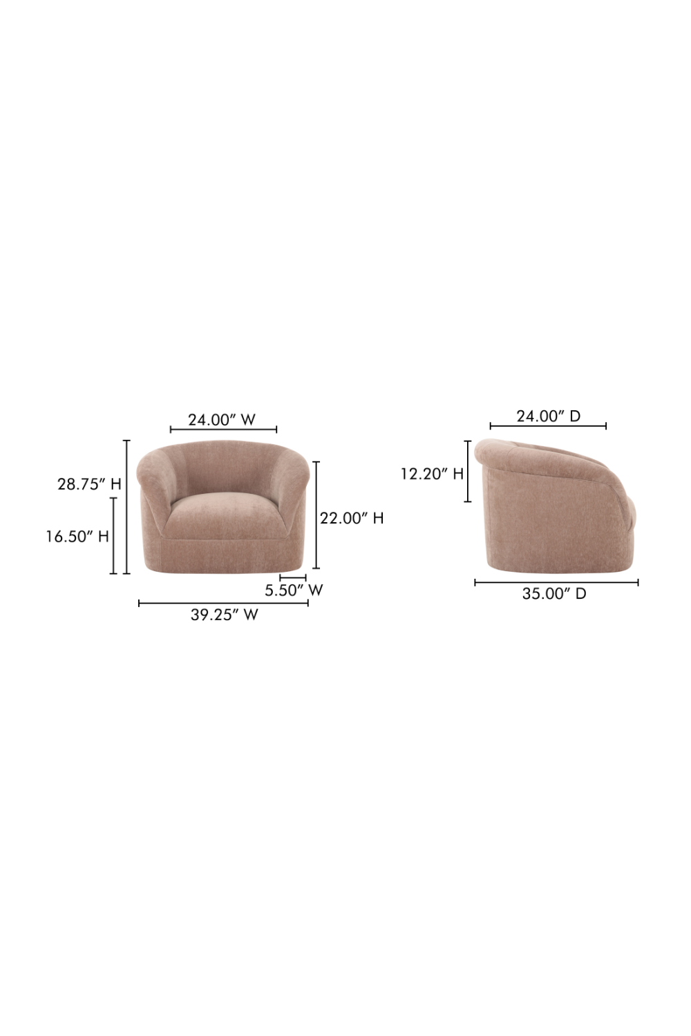 Modern European furniture - Velvet Rolled-Arm Lounge Chair - www.oroa.com