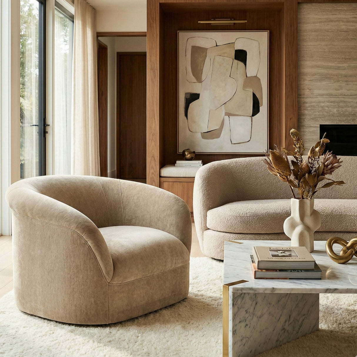 Modern European furniture - Velvet Rolled-Arm Lounge Chair - www.oroa.com