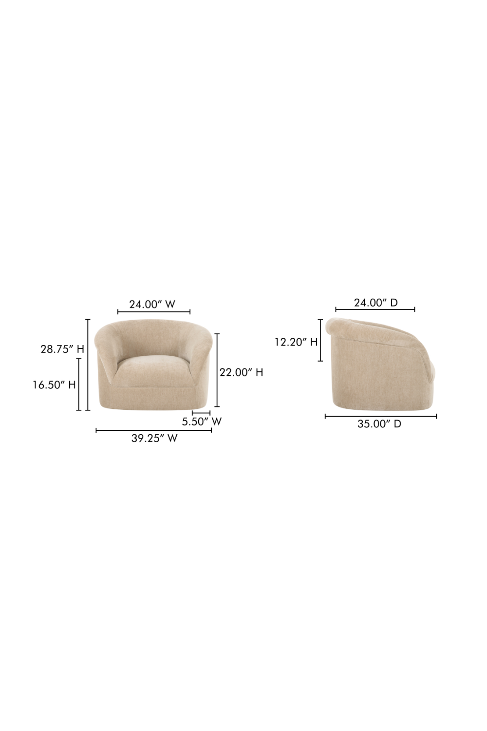 Modern European furniture - Velvet Rolled-Arm Lounge Chair - www.oroa.com