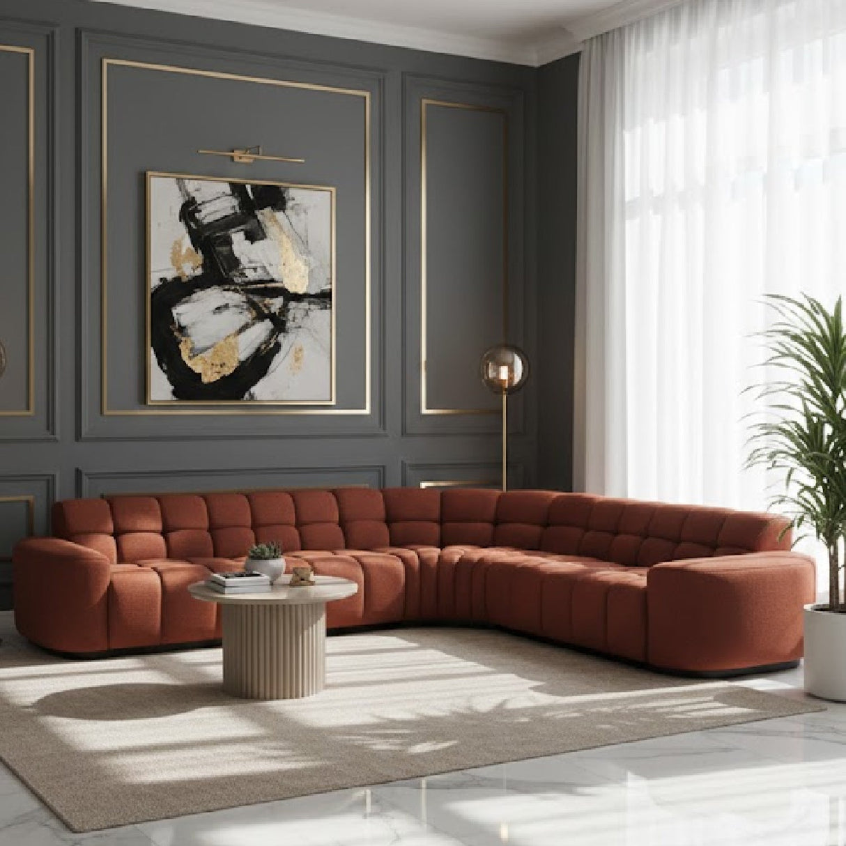 Square-Tufted L-Shaped Sectional Sofa – Roman – alternate view 15