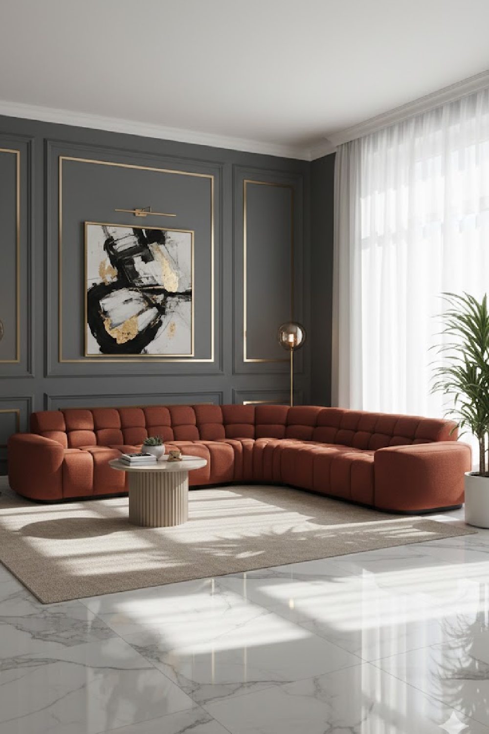 Modern European furniture - Square-Tufted L-Shaped Sectional Sofa - www.oroa.com | Oroa.com