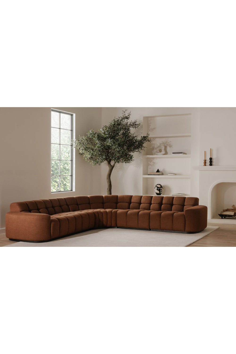 Modern European furniture - Square-Tufted L-Shaped Sectional Sofa - www.oroa.com