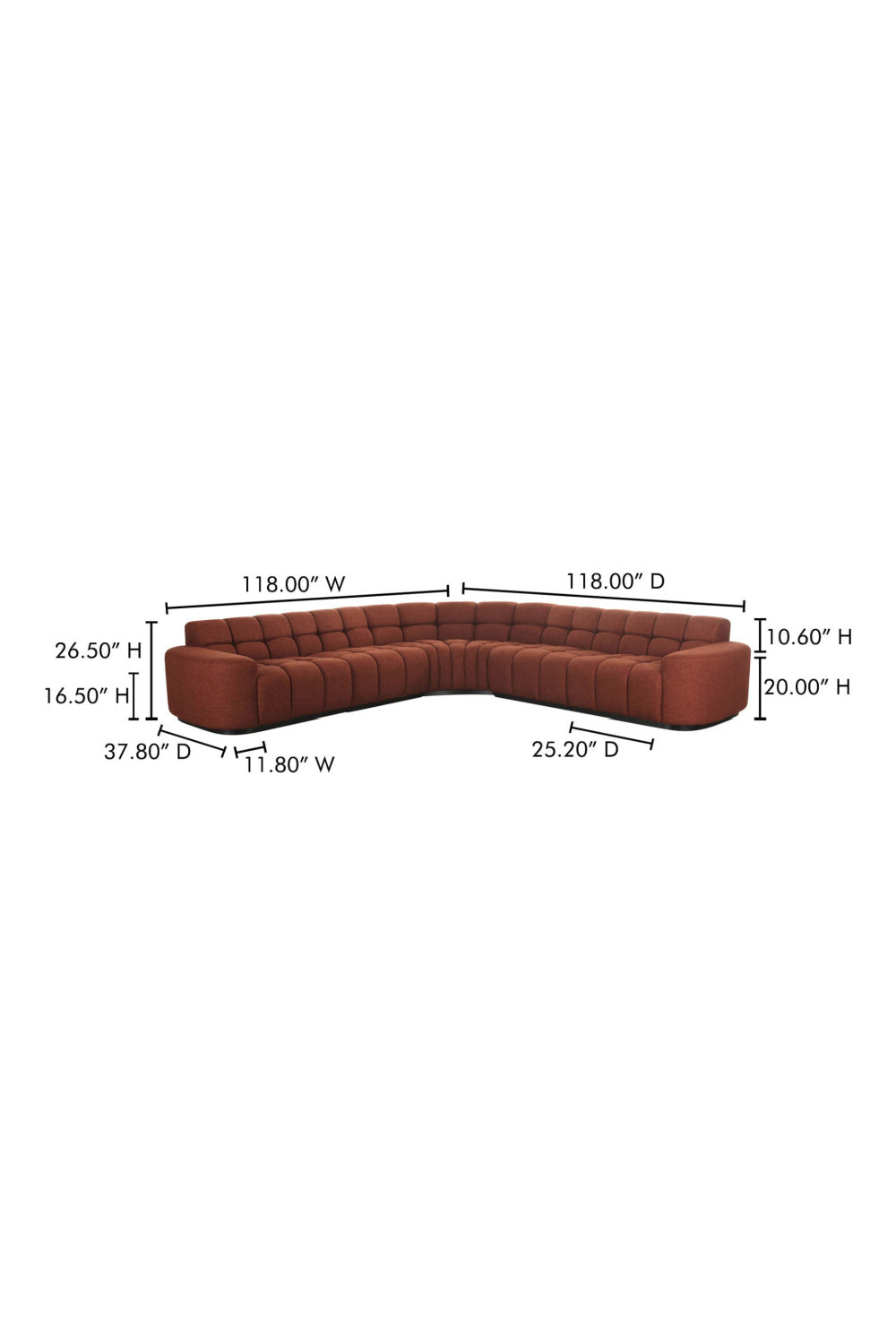Modern European furniture - Square-Tufted L-Shaped Sectional Sofa - www.oroa.com