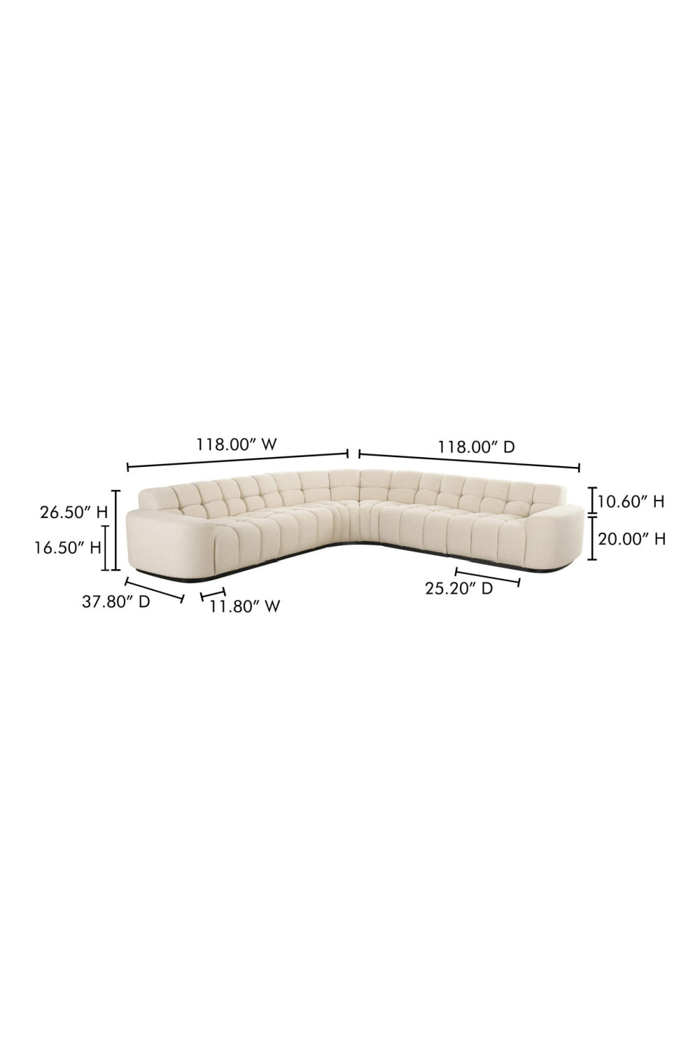 Modern European furniture - Square-Tufted L-Shaped Sectional Sofa - www.oroa.com