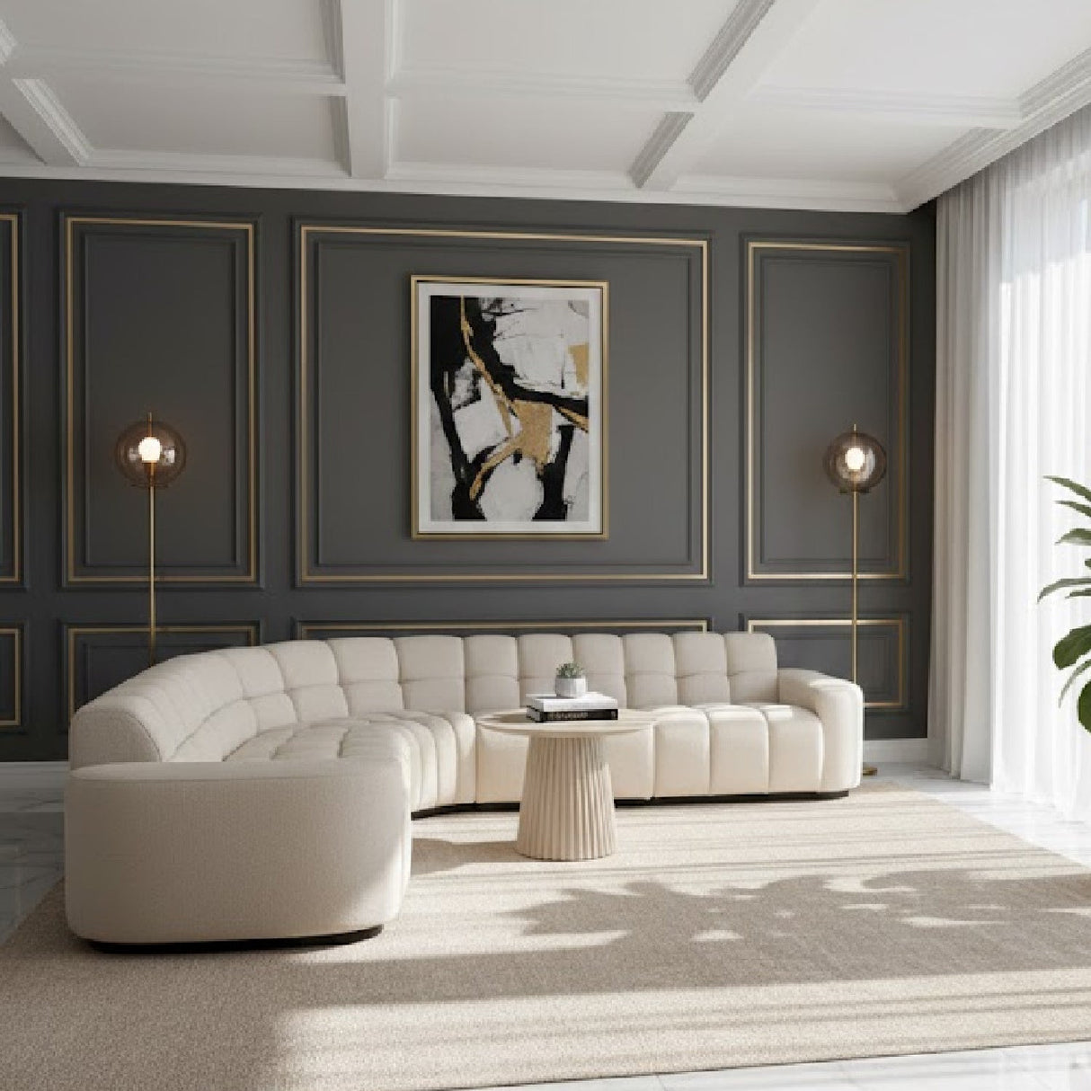 Square-Tufted L-Shaped Sectional Sofa – Roman – angled view