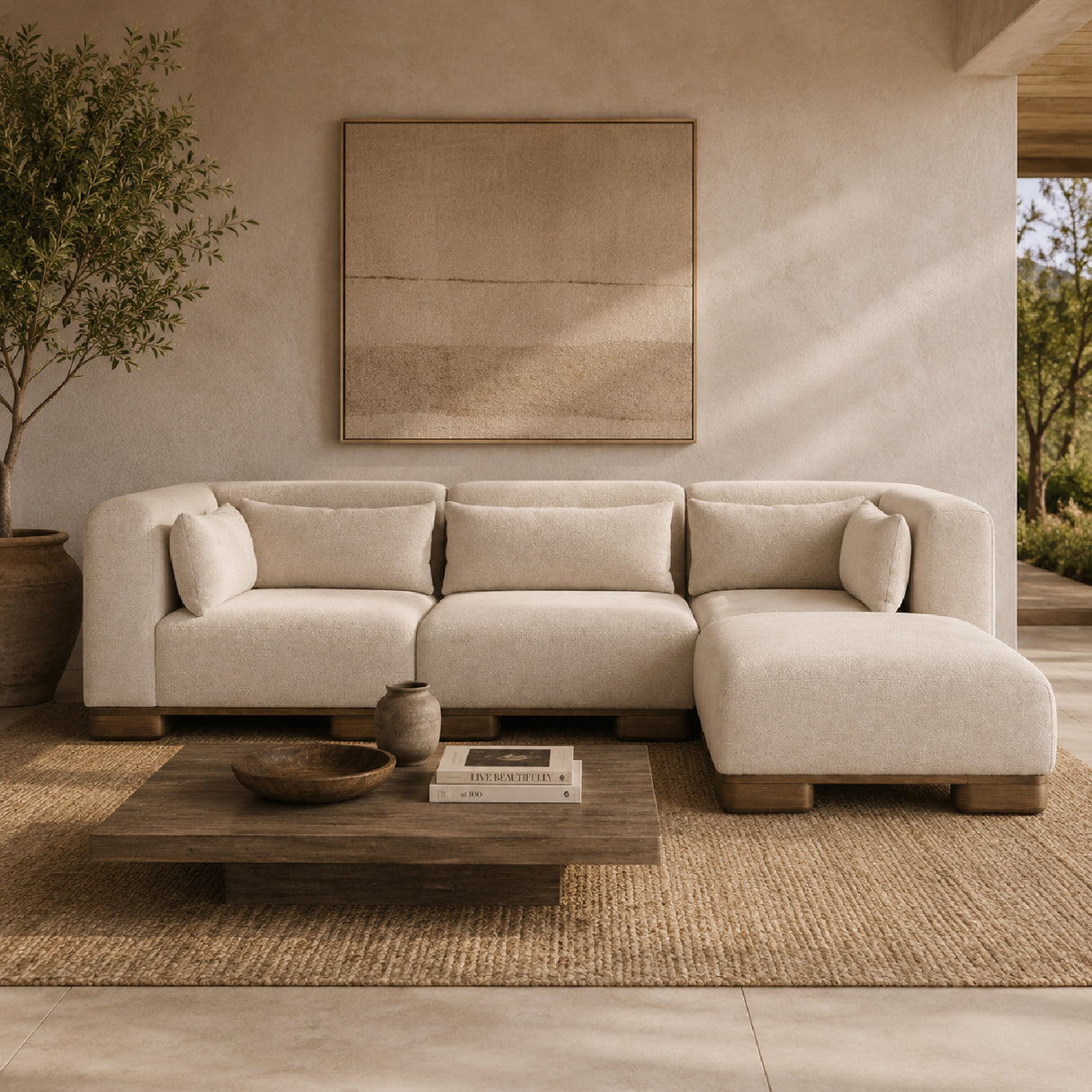 Modern European furniture - Modern Scandinavian Modular Sofa with Ottoman - www.oroa.com