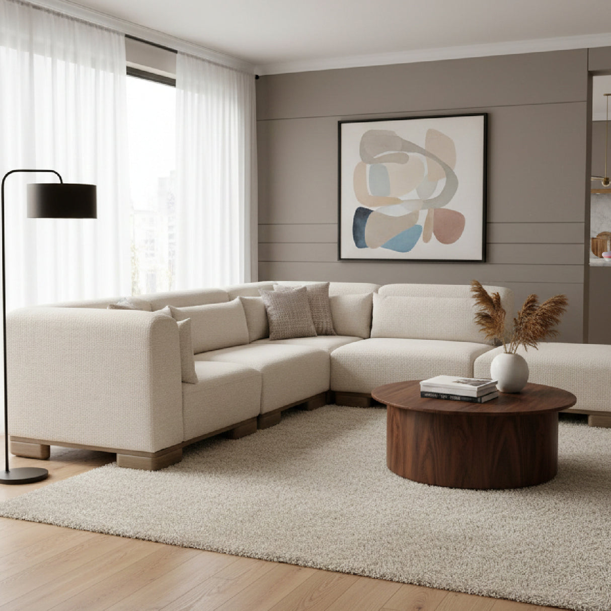 Modern European furniture - Beige Modular Sofa - www.oroa.com