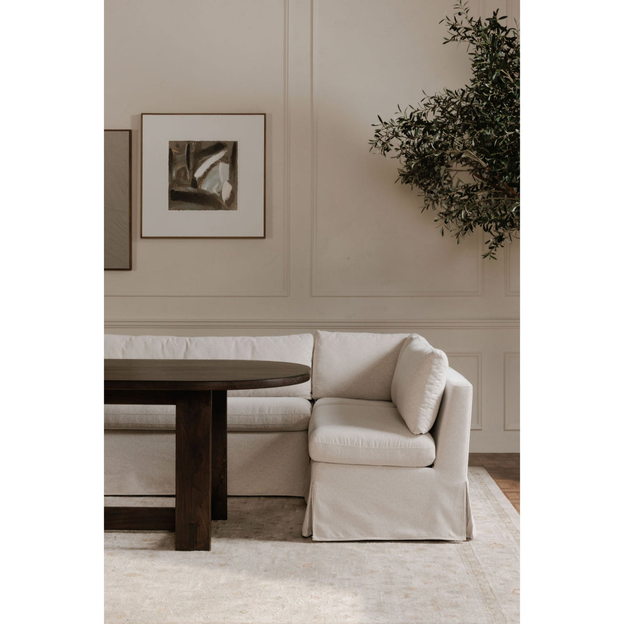Modern European furniture - Beige Dining Bench Slipcover - www.oroa.com