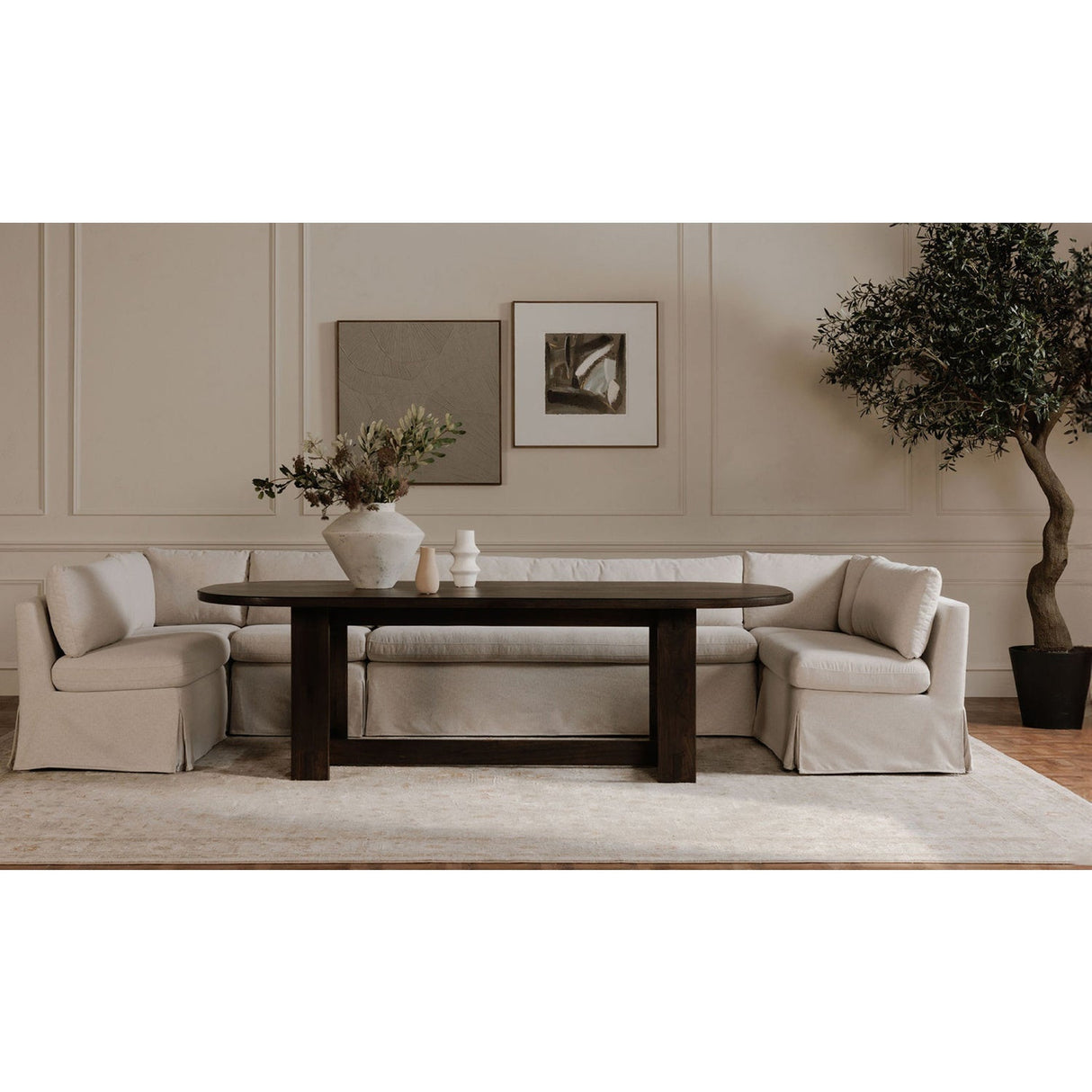 Modern European furniture - Beige Upholstered Dining Chair - www.oroa.com