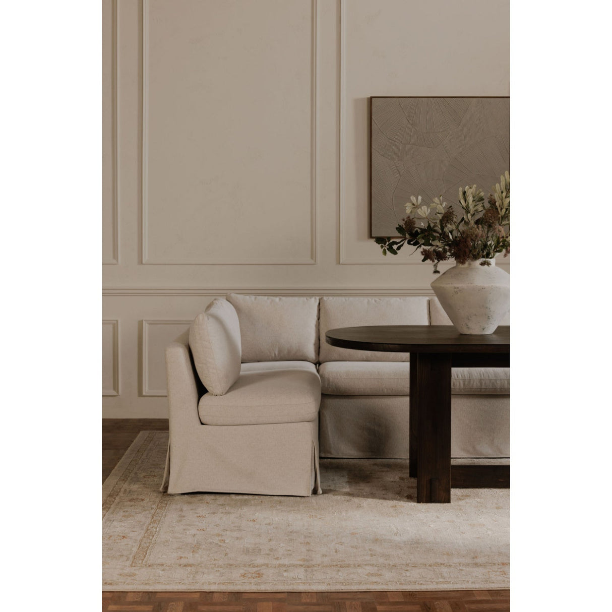 Modern European furniture - Beige Corner Dining Chair Slipcover - www.oroa.com