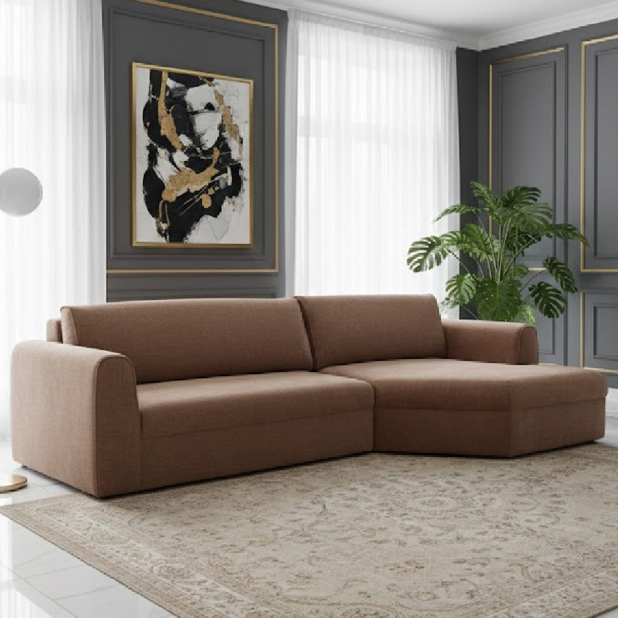 Modern European furniture - Weave Fabric Sectional Sofa - www.oroa.com