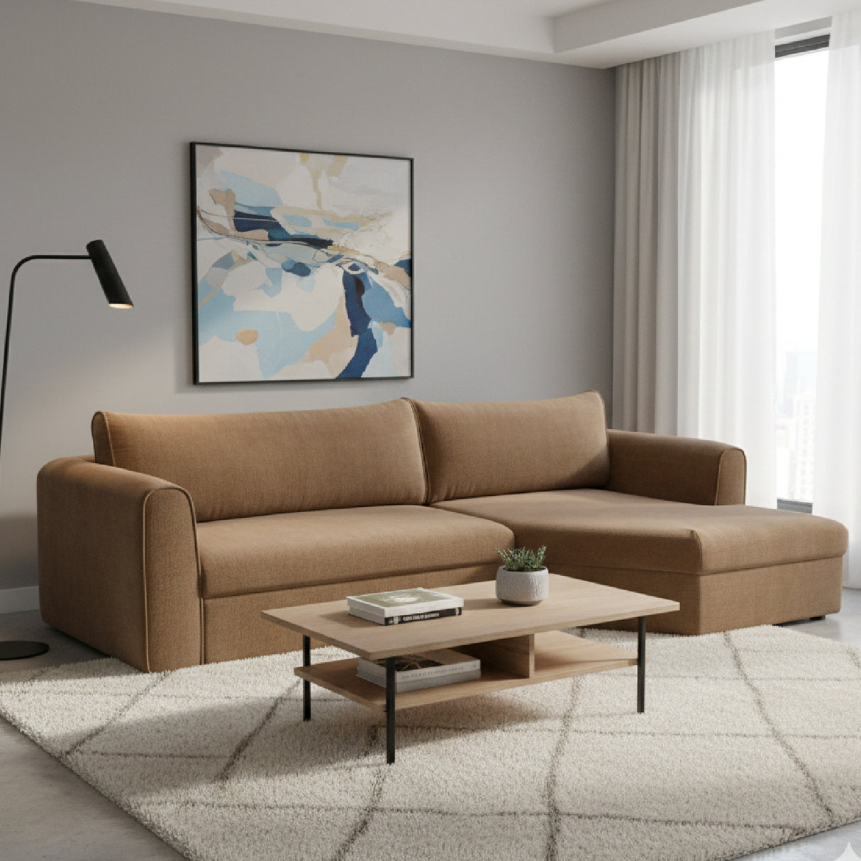 Modern European furniture - Weave Fabric Sectional Sofa - www.oroa.com