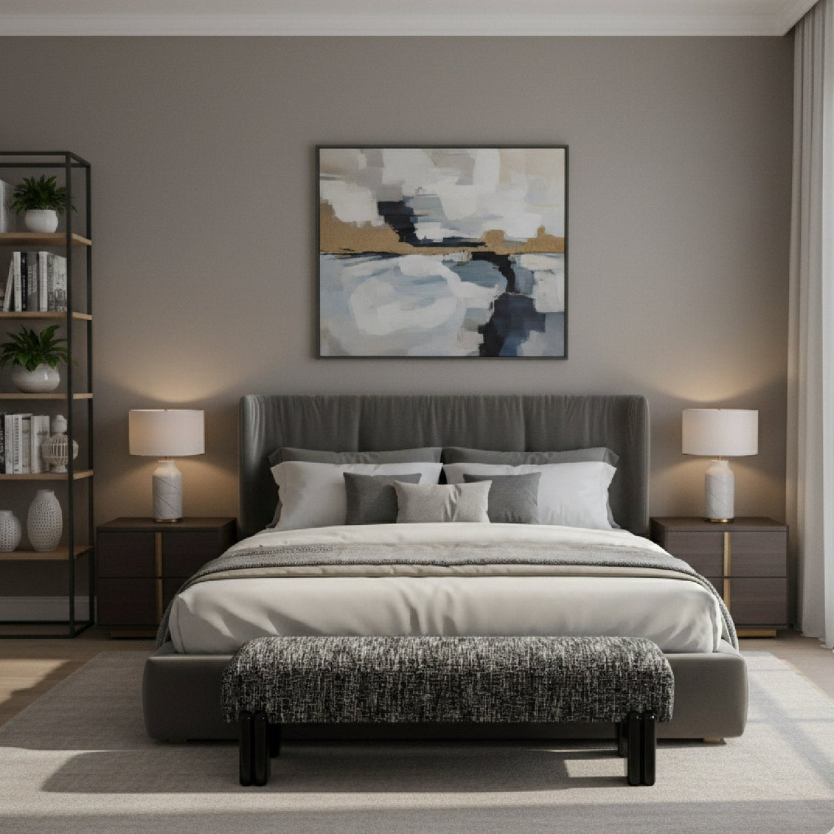Modern European furniture - Textured Fabric Bench - www.oroa.com