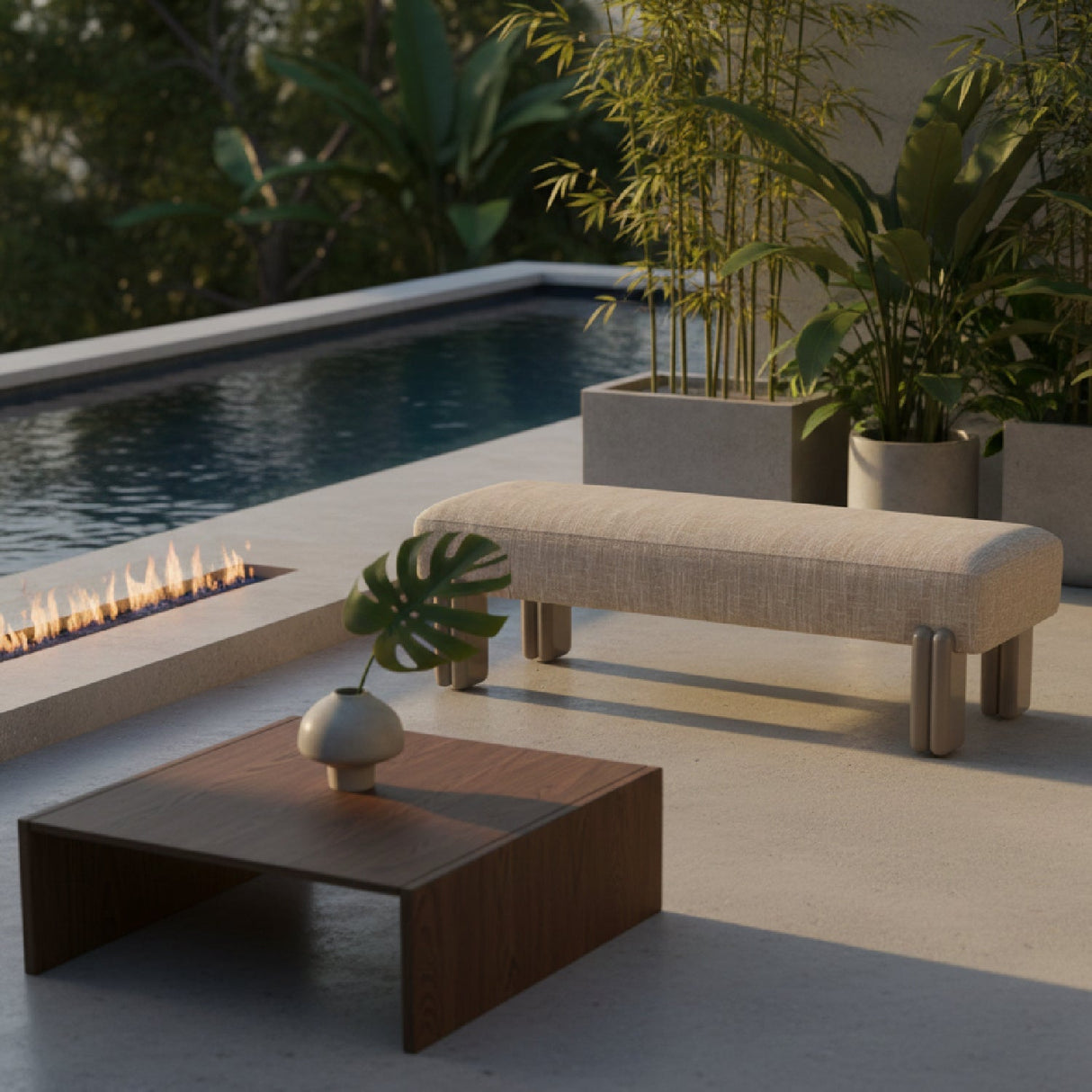 Modern European furniture - Textured Fabric Bench - www.oroa.com
