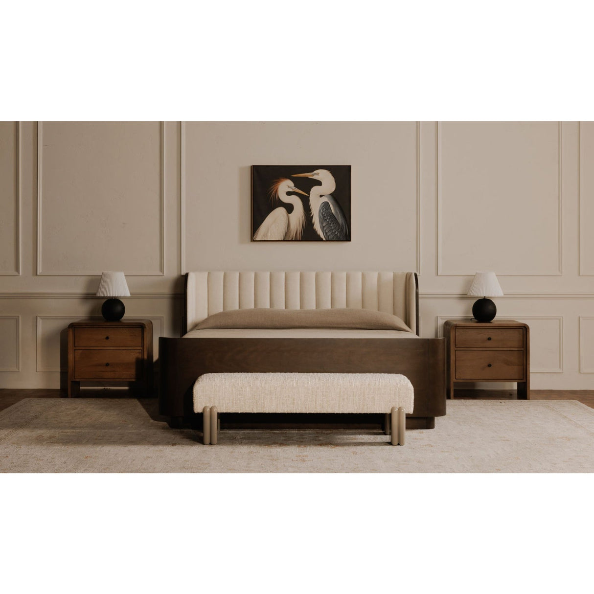 Modern European furniture - Textured Fabric Bench - www.oroa.com