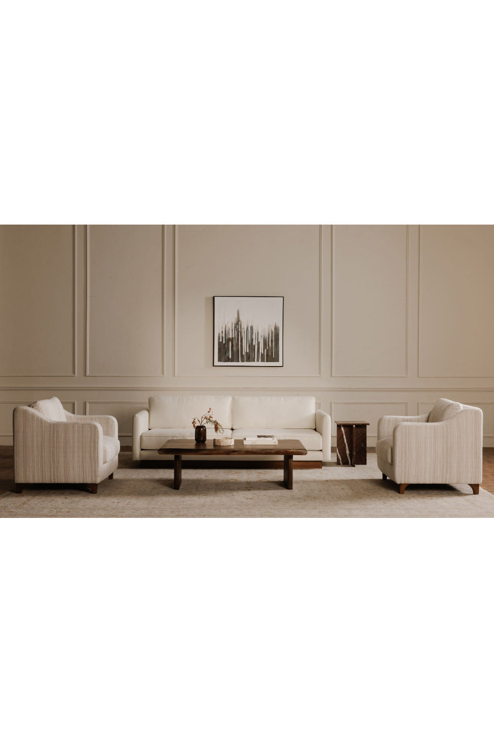 Modern European furniture - Textured Boucle Accent Chair - www.oroa.com