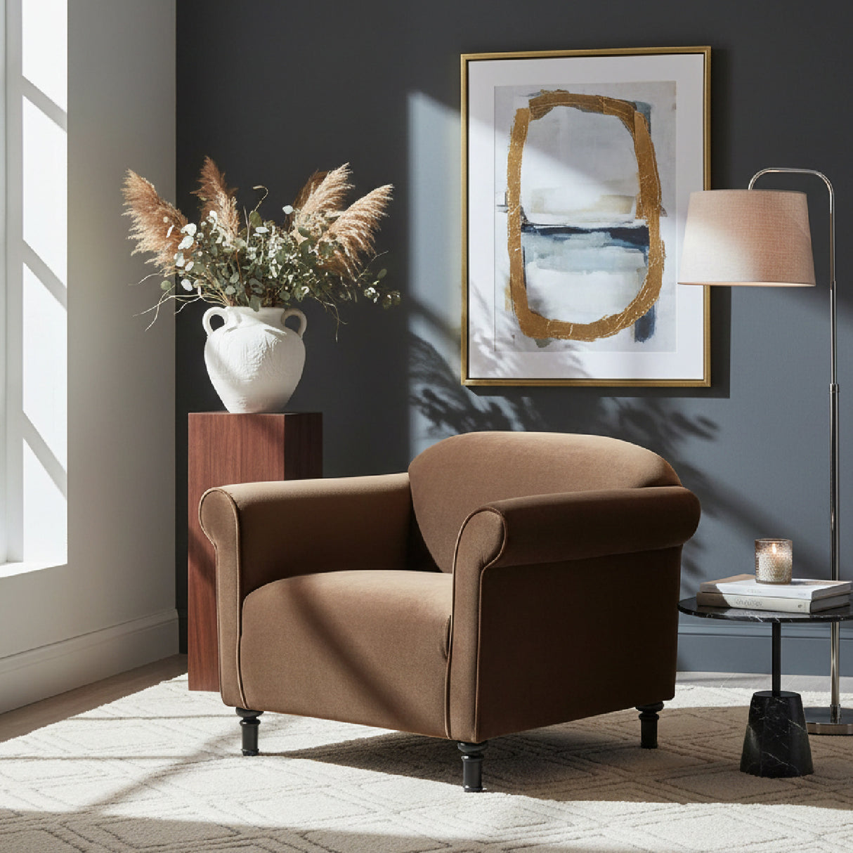 Modern European furniture - Mohair Inspired Rolled-Arm Accent Chair - www.oroa.com | Oroa.com