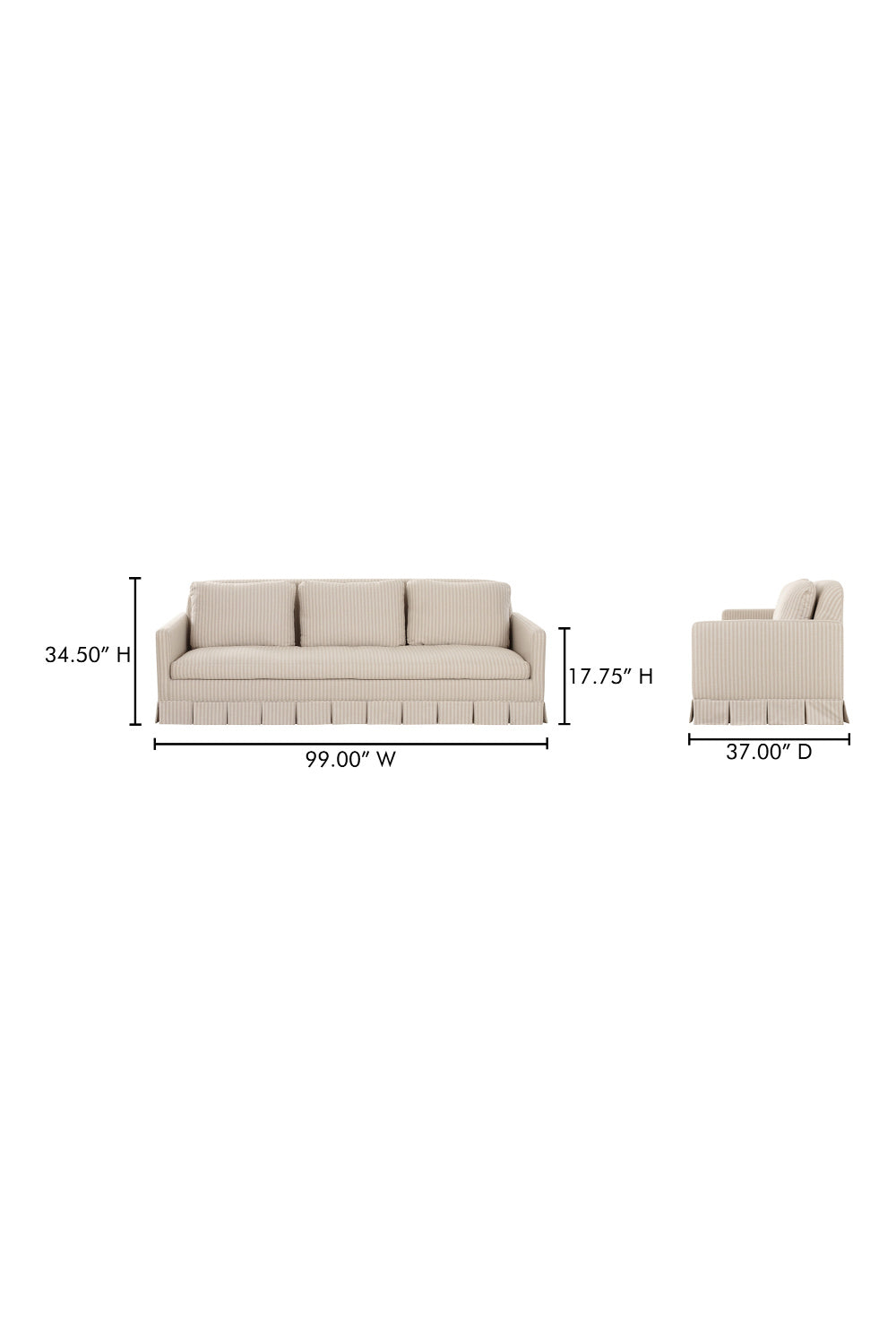 Beige Pleated Skirt Fabric Sofa – Pellicano – alternate view 12