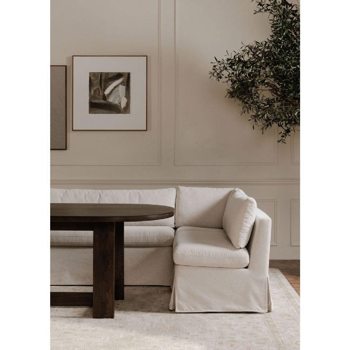 Modern European furniture - Beige U-Shaped Dining Banquette Slipcover XS - www.oroa.com