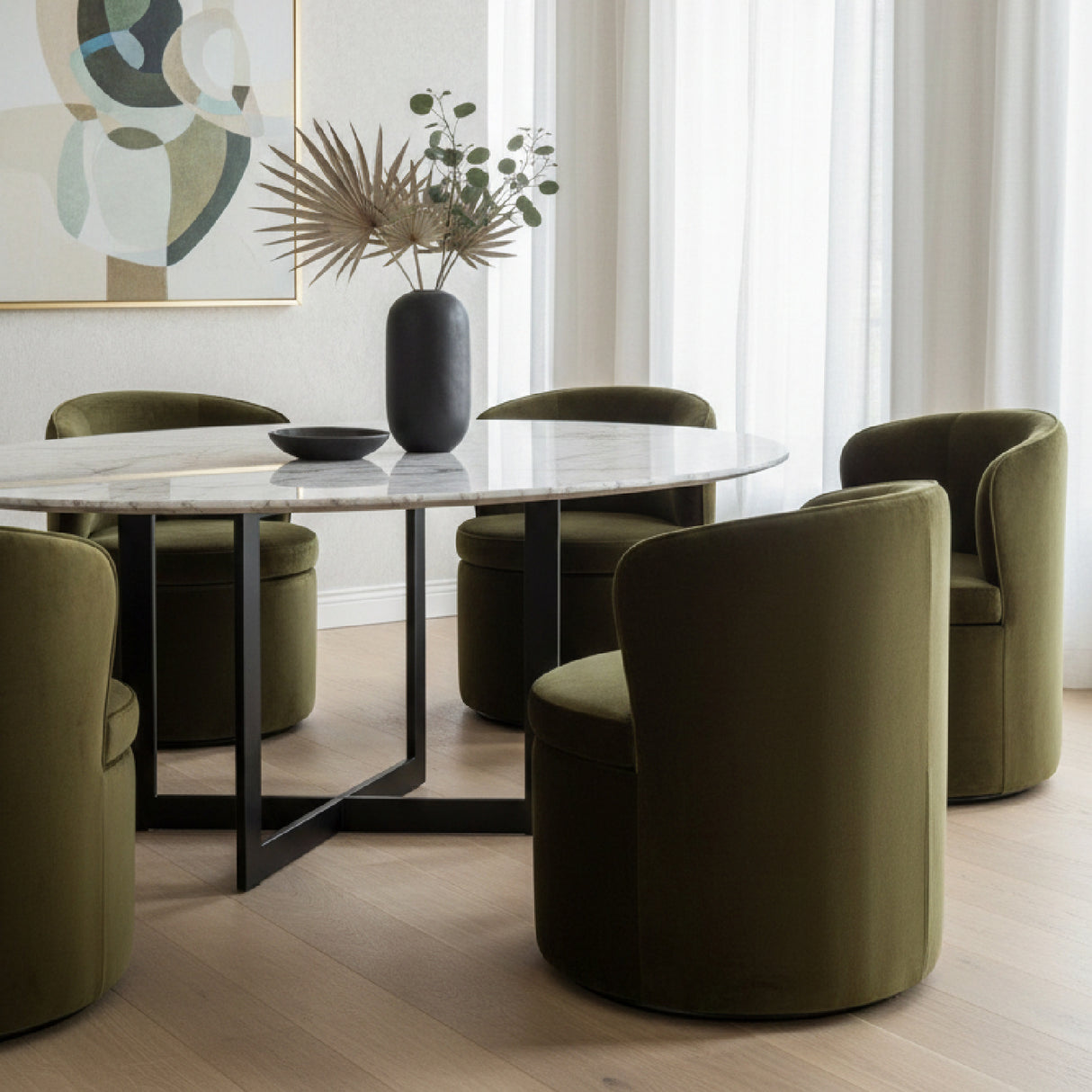 Modern European furniture - Upholstered Swivel Dining Chair - www.oroa.com