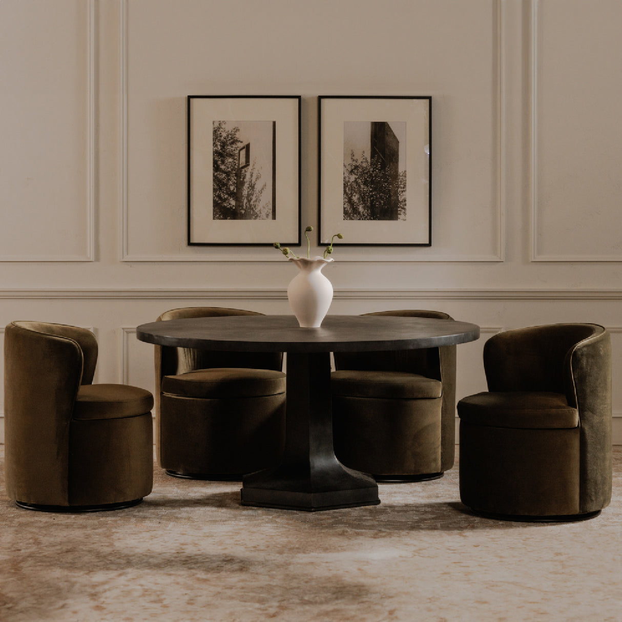 Modern European furniture - Upholstered Swivel Dining Chair - www.oroa.com